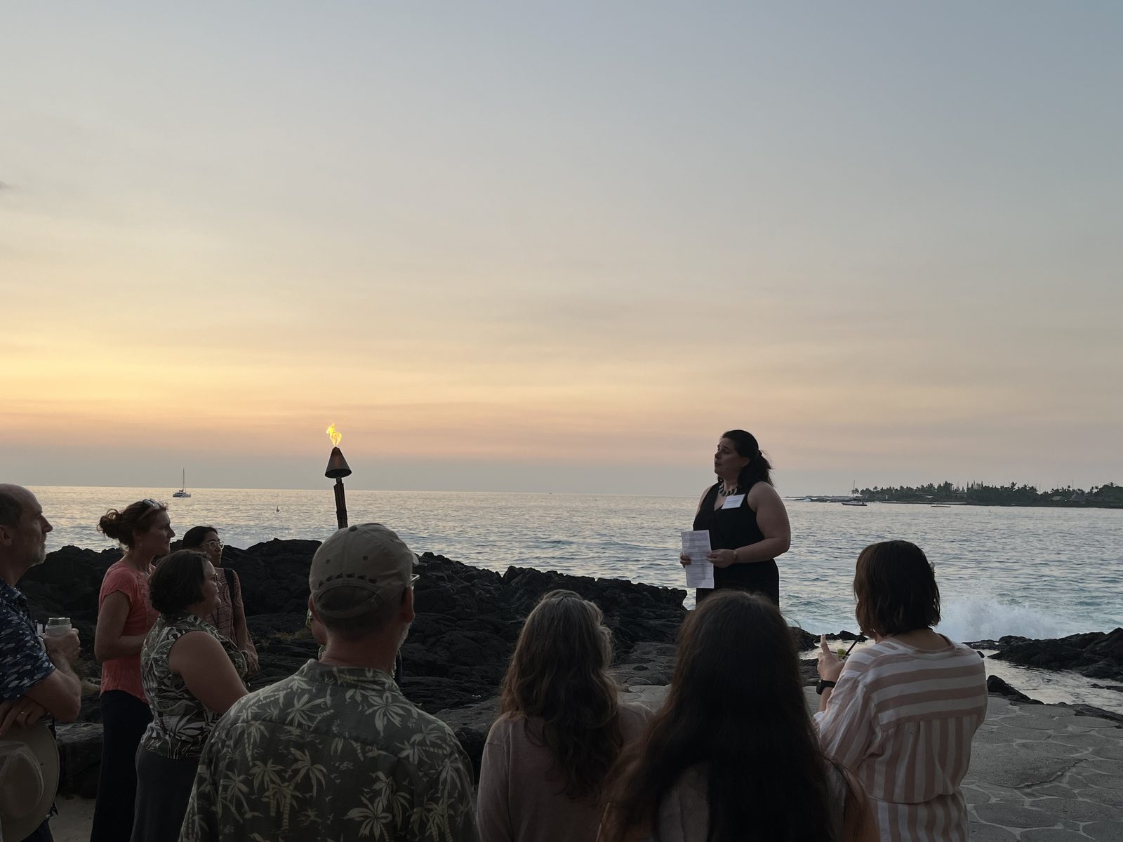 Meghan Massaua speaking to a group at a Hawai'i site visit