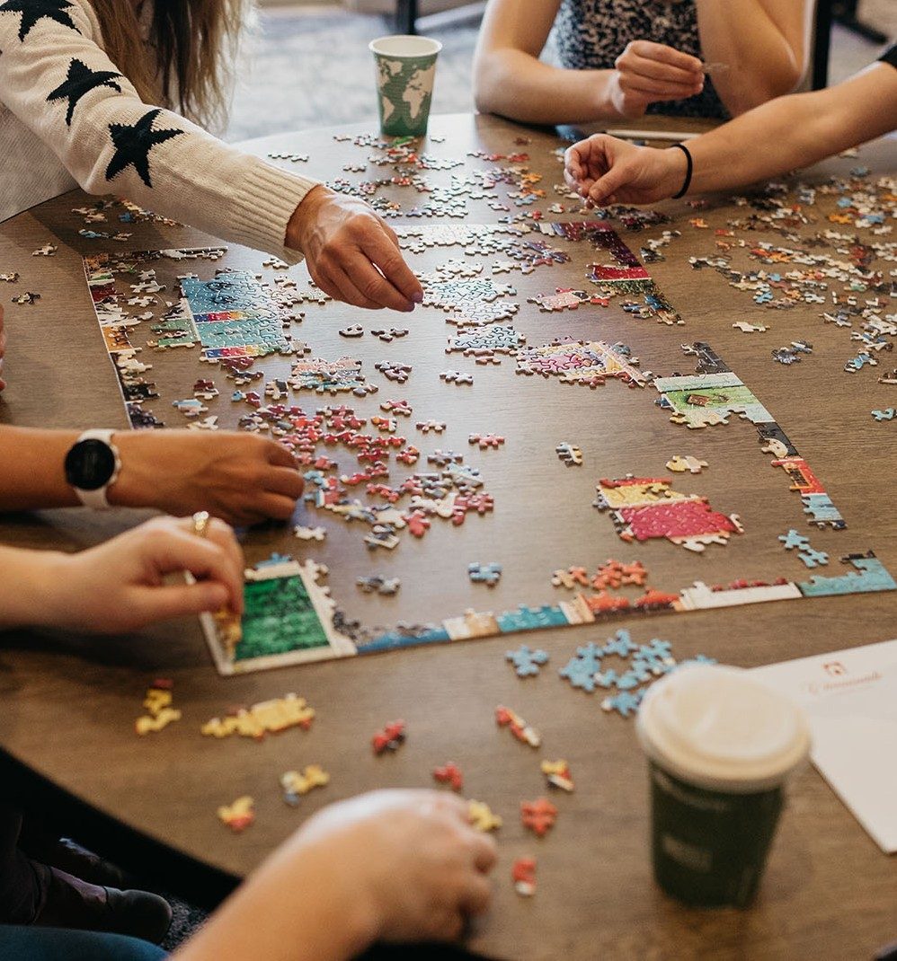 Collaborative puzzle — pieces coming together